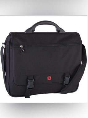 SwissGear Black Men's Laptop Briefcase with Red Logo Accent
